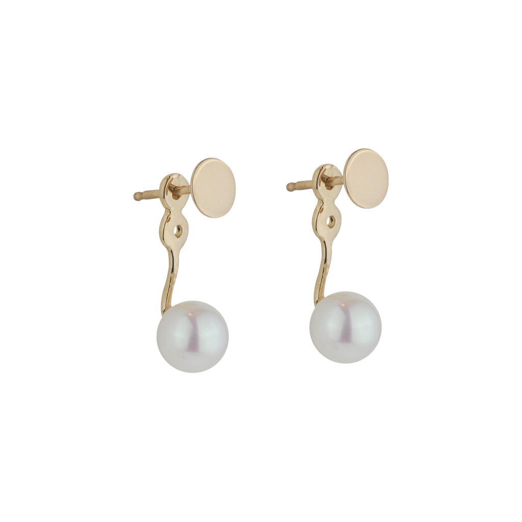 DISC AND PEARL FLOATER EAR JACKETS