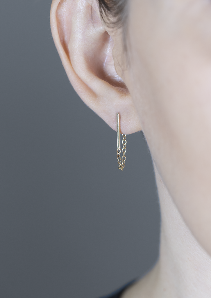 STICK CHAIN STUD EARRING